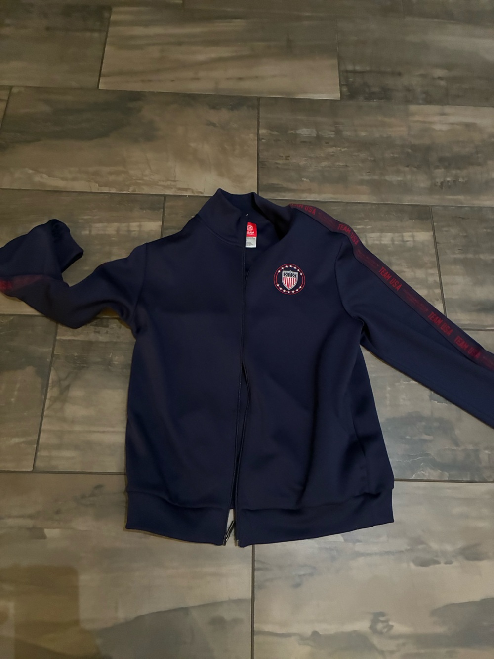 Team Apparel Navy Zip-Up Sweater Jacket with Red Accents